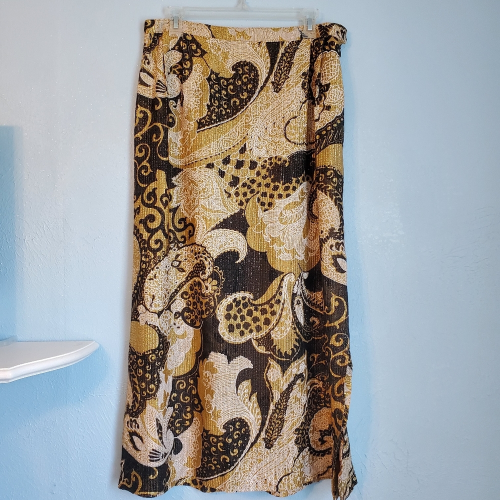 Vintage handmade shiny sparkly paisley print skirt A80